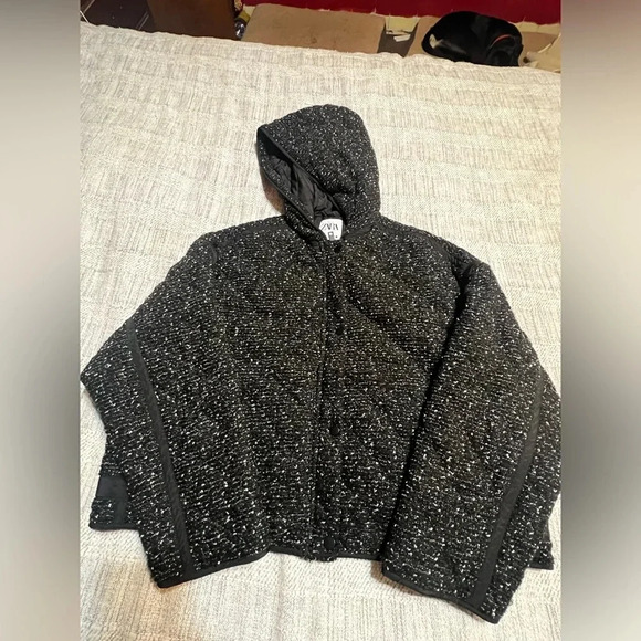ZARA Tweed Puffer Jacket - Picture 1 of 5